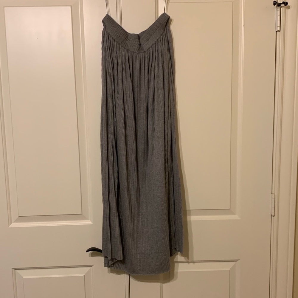 Hazel Gray Pleated Maxi Skirt